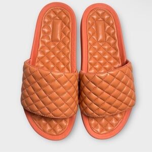 APL Quilted Lusso Terracotta Orange Slide Sandals Napa Leather New Box Womens 8